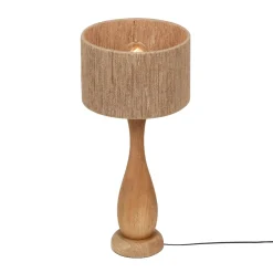 Lampade Da Tavolo-Selezionato da Mazzolaluce Lampada da tavolo di legno con paralume in juta