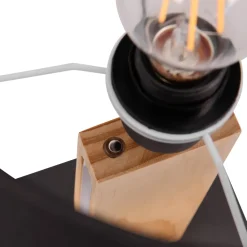 Lampade Da Tavolo-Selezionato da Mazzolaluce Lampada da tavolo di legno moderna paralume nero