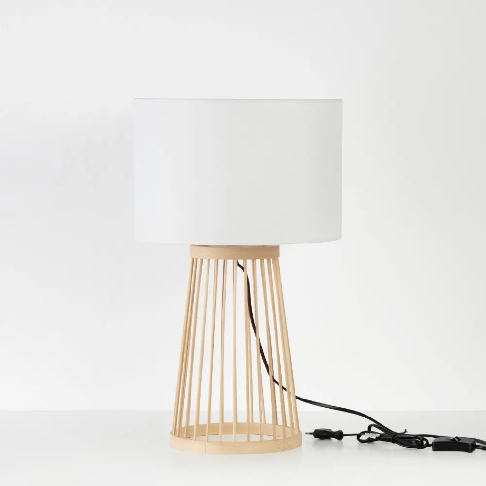 Lampade Da Tavolo-Selezionato da Mazzolaluce Lampada da tavolo in bambu' e paralume di tessuto