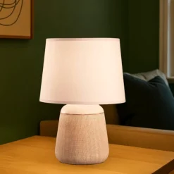 Lampade Da Tavolo-Ideal Lux Lampada da tavolo kali'-2 tl1 ceramica paralume rosa chiaro