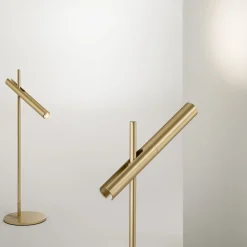 Lampade Da Tavolo-Perenz Illuminazione Lampada da tavolo led design moderna oro spazzolato sniper perenz