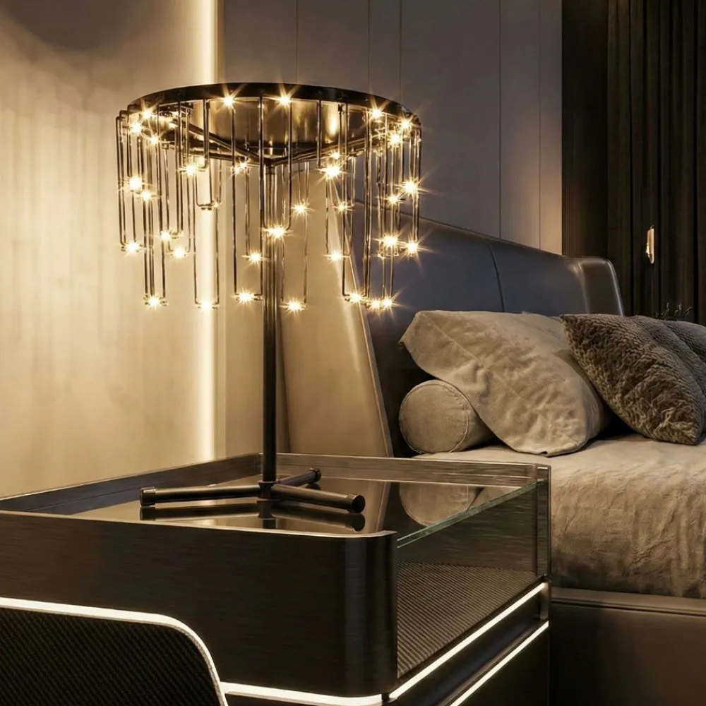 Lampade Da Tavolo-Selezionato da Mazzolaluce Lampada da tavolo led nera design moderna stelle cadenti