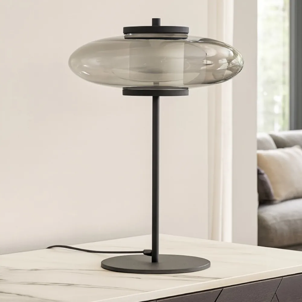 Lampade Da Tavolo-Selezionato da Mazzolaluce Lampada da tavolo led 8w 3000k in vetro fume design moderna
