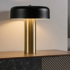 Lampade Da Tavolo-Selezionato da Mazzolaluce Lampada da tavolo led 18w 3000k oro nero design moderna