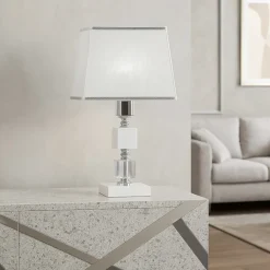 Lampade Da Tavolo-Ondaluce Lampada da tavolo livia vetro e cristallo classica