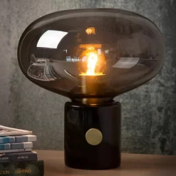 Lampade Da Tavolo-Selezionato da Mazzolaluce Lampada da tavolo marmo grigio nero sfera in vetro stile contemporaneo