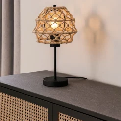 Lampade Da Tavolo-Selezionato da Mazzolaluce Lampada da tavolo marrone con paralume in canapa