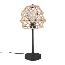 Lampade Da Tavolo-Selezionato da Mazzolaluce Lampada da tavolo marrone con paralume in canapa