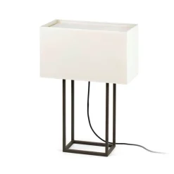 Lampade Da Tavolo-Selezionato da Mazzolaluce Lampada da tavolo moderna metallo marrone paralume beige