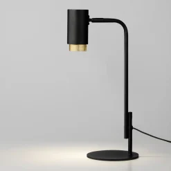 Lampade Da Tavolo-Selezionato da Mazzolaluce Lampada da tavolo nera moderna con portalampada cilindrico