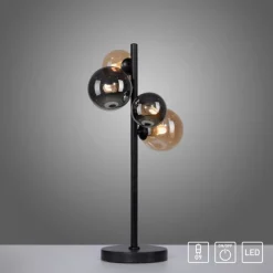 Lampade Da Tavolo-Selezionato da Mazzolaluce Lampada da tavolo nera sfere di vetro fume ambra moderna