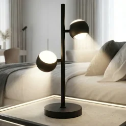 Lampade Da Tavolo-Selezionato da Mazzolaluce Lampada da tavolo nera 2 sfere led orientabili 2700k-6500k