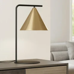 Lampade Da Tavolo-Eglo Lampada da tavolo nero cono oro ottone narices