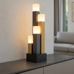 Lampade Da Tavolo-Eglo Lampada da tavolo nero marrone oro design moderna estanterios