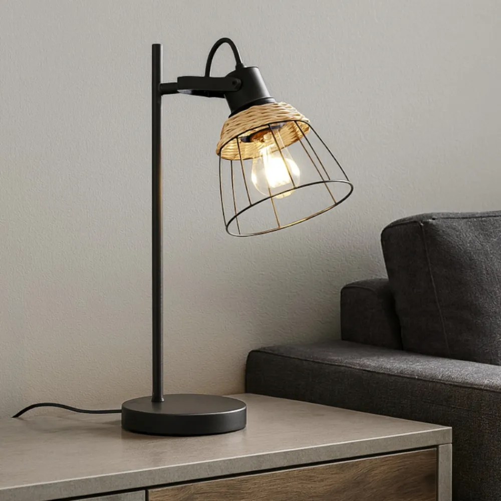 Lampade Da Tavolo-Selezionato da Mazzolaluce Lampada da tavolo orientabile per ufficio nero reticolo rattan
