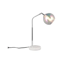 Lampade Da Tavolo-Selezionato da Mazzolaluce Lampada da tavolo orientabile base effetto marmo bianco cromo