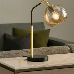 Lampade Da Tavolo-Selezionato da Mazzolaluce Lampada da tavolo orientabile nero oro base effetto marmo
