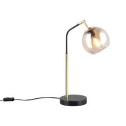 Lampade Da Tavolo-Selezionato da Mazzolaluce Lampada da tavolo orientabile nero oro base effetto marmo