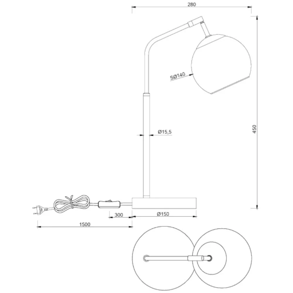 Lampade Da Tavolo-Selezionato da Mazzolaluce Lampada da tavolo orientabile nero oro base effetto marmo
