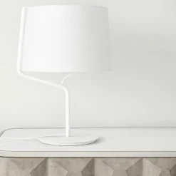 Lampade Da Tavolo-Selezionato da Mazzolaluce Lampada da tavolo per soggiorno moderno bianca paralume in tessuto