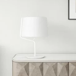 Lampade Da Tavolo-Selezionato da Mazzolaluce Lampada da tavolo per soggiorno moderno bianca paralume in tessuto