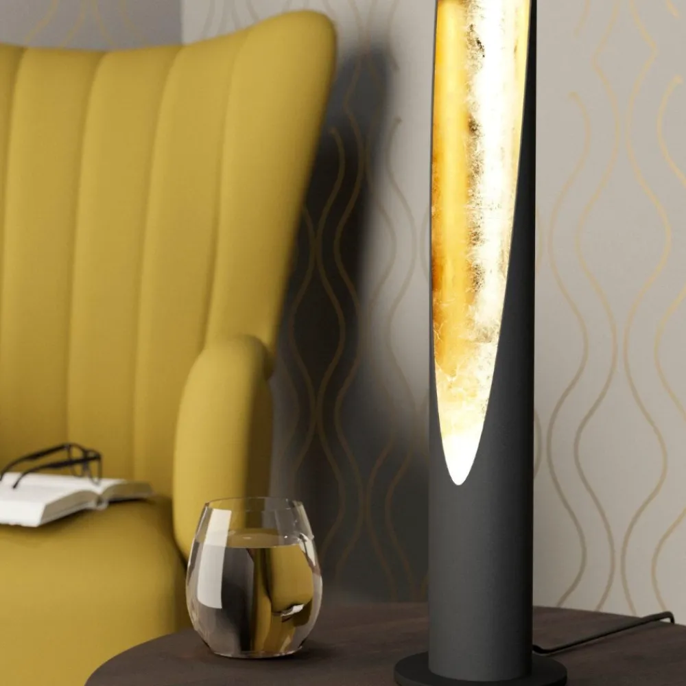 Lampade Da Tavolo-Eglo Lampada da tavolo per soggiorno moderno nero oro barbotto