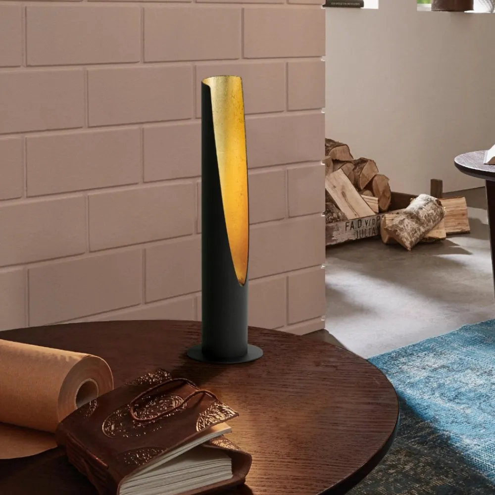 Lampade Da Tavolo-Eglo Lampada da tavolo per soggiorno moderno nero oro barbotto