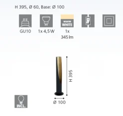 Lampade Da Tavolo-Eglo Lampada da tavolo per soggiorno moderno nero oro barbotto