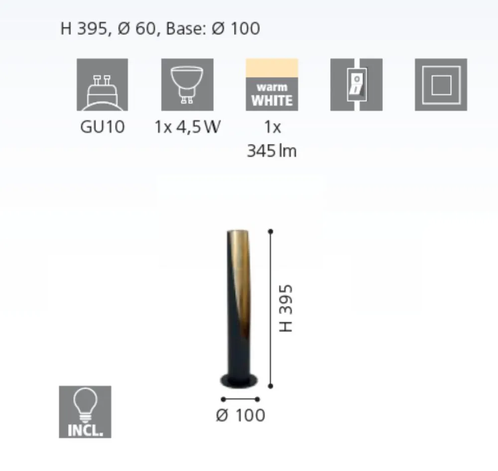 Lampade Da Tavolo-Eglo Lampada da tavolo per soggiorno moderno nero oro barbotto