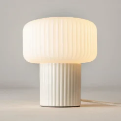 Lampade Da Tavolo-Maytoni Lampada da tavolo per soggiorno omaggio a fungo ceramica e vetro