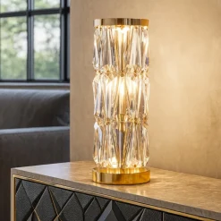 Lampade Da Tavolo-Maytoni Lampada da tavolo puntes per salotto oro in cristallo