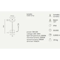 Lampade Da Tavolino Esterno-Ondaluce Lampada da tavolo senza fili lt tap touch dimmer led salvia