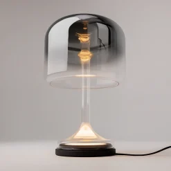 Lampade Da Tavolo-Maytoni Lampada da tavolo spirito vetro fume' nera led 18w 3000k dimmerabile