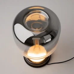 Lampade Da Tavolo-Maytoni Lampada da tavolo spirito vetro fume' nera led 18w 3000k dimmerabile