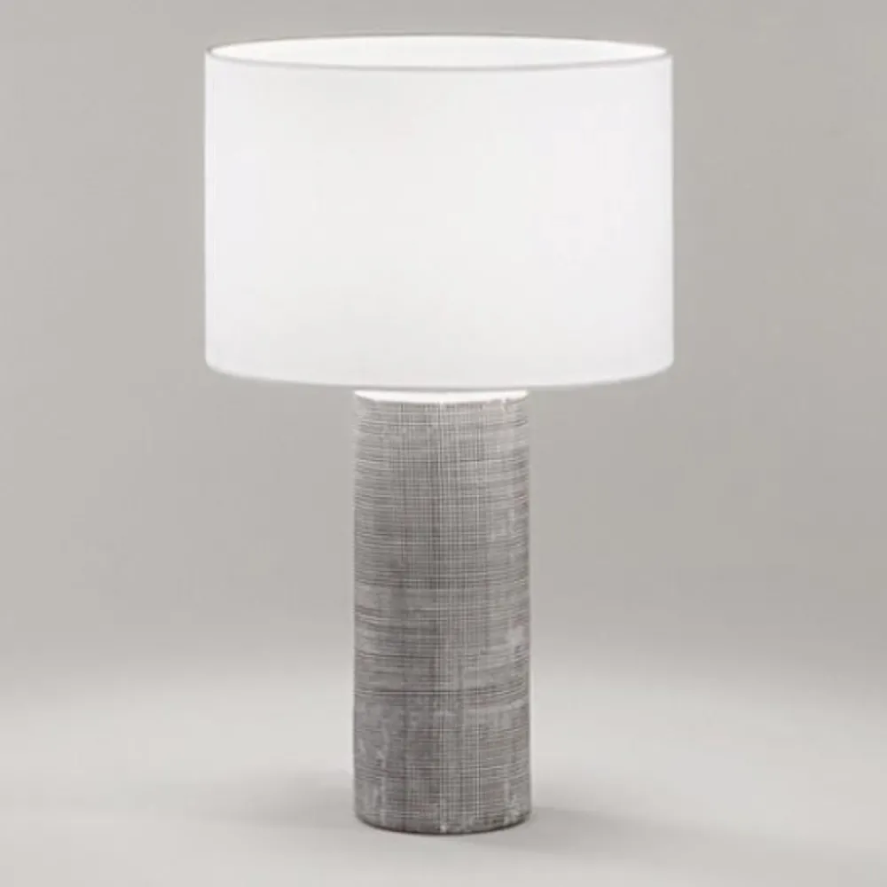 Lampade Da Tavolo-Perenz Illuminazione Lampada da tavolo tribale perenz grigio cemento paralume tessuto