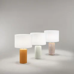 Lampade Da Tavolo-Perenz Illuminazione Lampada da tavolo tribale perenz ceramica bianco e beige paralume tessuto