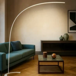 Lampade Da Terra-Selezionato da Mazzolaluce Lampada da terra ad arco led 18w 3000k dimmerabile bianca moderna