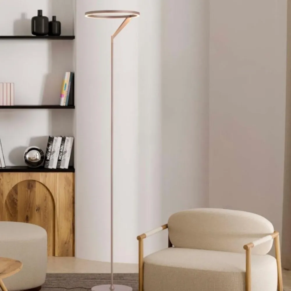 Lampade Da Terra-Selezionato da Mazzolaluce Lampada da terra a piantana moca caffe moderna led 26w 3000k biemissione