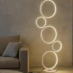 Lampade Da Terra-Selezionato da Mazzolaluce Lampada da terra bianca led 36w 3000k design cerchi