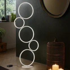 Lampade Da Terra-Selezionato da Mazzolaluce Lampada da terra bianca led 36w 3000k design cerchi