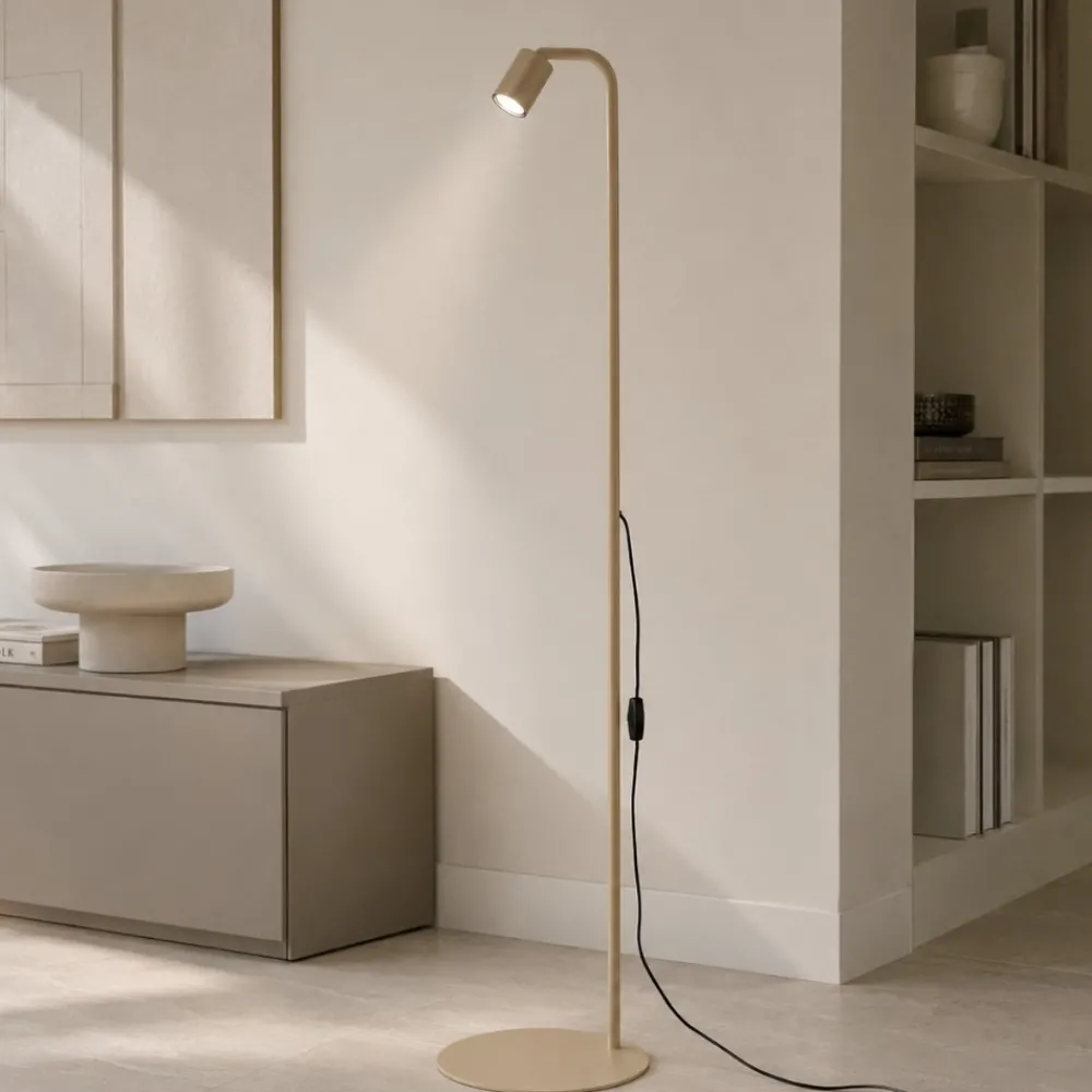 Lampade Da Terra-Selezionato da Mazzolaluce Lampada da terra con faretto piantana da lettura sabbia