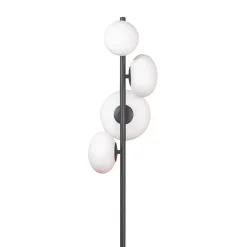 Lampade Da Terra-Selezionato da Mazzolaluce Lampada da terra contemporanea metallo nero vetro bianco