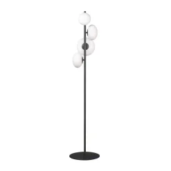 Lampade Da Terra-Selezionato da Mazzolaluce Lampada da terra contemporanea metallo nero vetro bianco