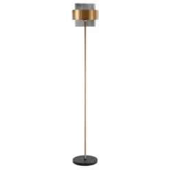 Lampade Da Terra-Selezionato da Mazzolaluce Lampada da terra design moderno paralume cilindrico vetro fume'