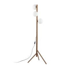 Lampade Da Terra-Selezionato da Mazzolaluce Lampada da terra di legno noce stile scandinavo sfere vetro bianco