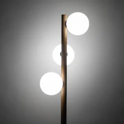 Lampade Da Terra-Selezionato da Mazzolaluce Lampada da terra di legno noce stile scandinavo sfere vetro bianco