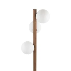 Lampade Da Terra-Selezionato da Mazzolaluce Lampada da terra di legno noce stile scandinavo sfere vetro bianco