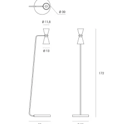 Lampade Da Terra-Miloox Lampada da terra dimmerabile grigio graal 2 luci