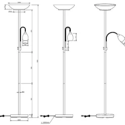 Lampade Da Terra-Selezionato da Mazzolaluce Lampada da terra doppia luce orientabile metallo nero e vetro fume