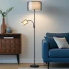 Lampade Da Terra-Selezionato da Mazzolaluce Lampada da terra due luci orientabile paralume in tessuto